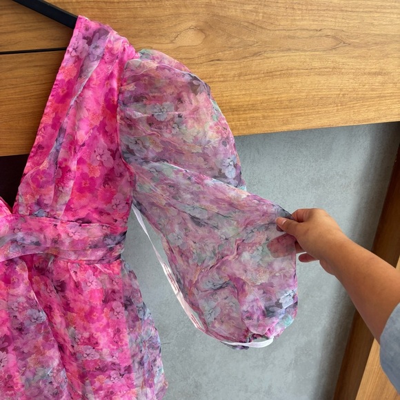 Missguided Puff Sleeve Mini Floral Dress, Size 8 - Picture 7 of 14